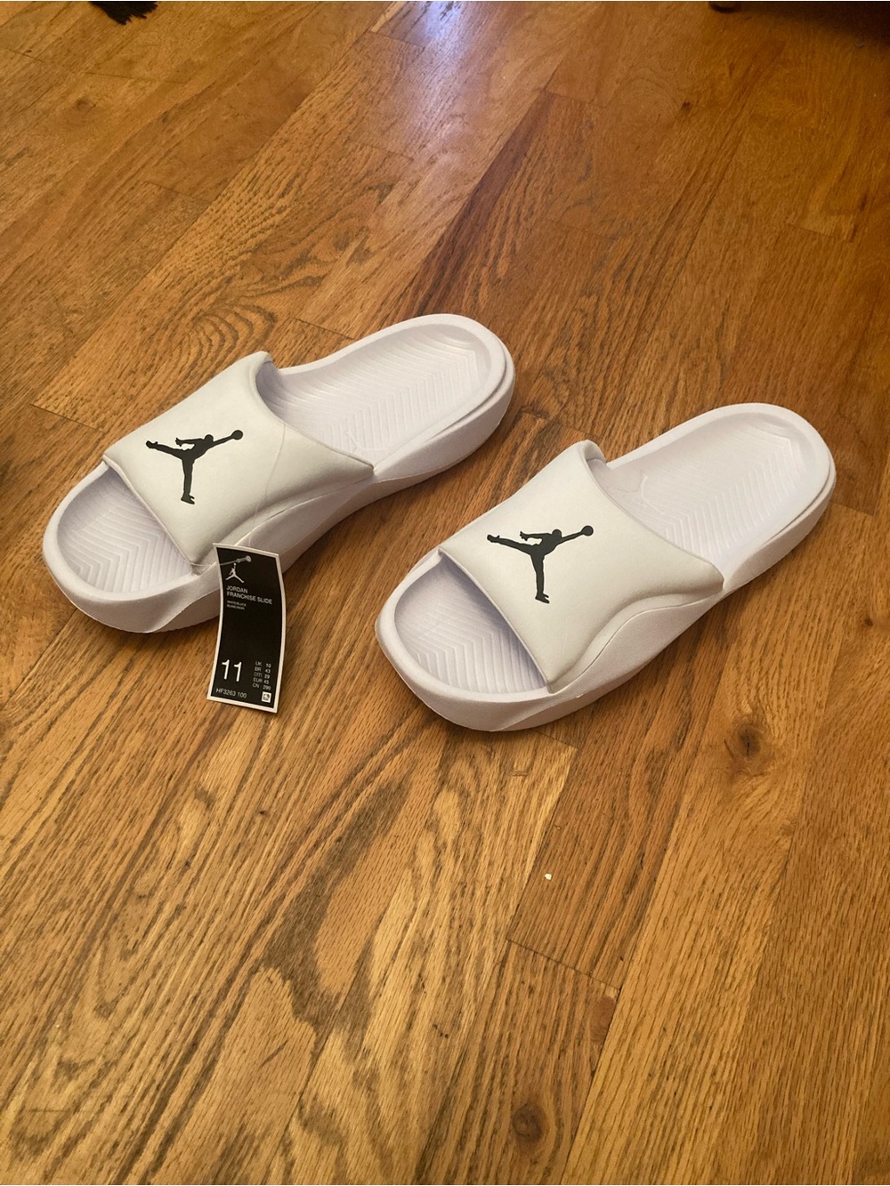 Jordan White Slide Sandals with Black Jumpman Logo - Picture 3 of 7